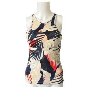 Athleta Tahitian Bra Cup Tankini Swimsuit Top Tropical Print Womens Size 32B C